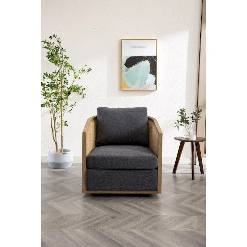 Sillón giratorio individual, rotación de 360°, gris / marrón / beige / negro carbón / gris ostra