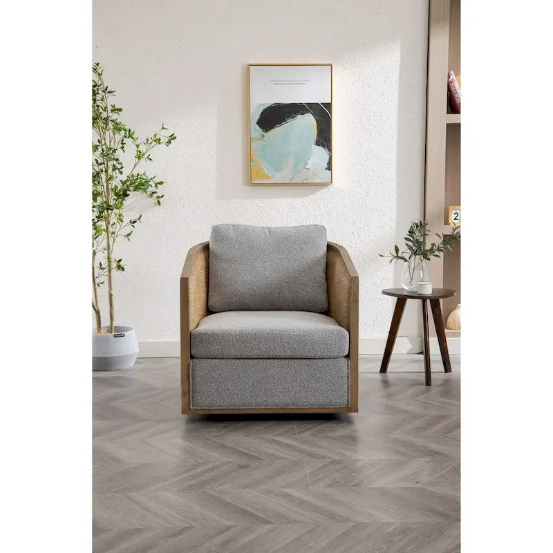 Sillón giratorio individual, rotación de 360°, gris / marrón / beige / negro carbón / gris ostra