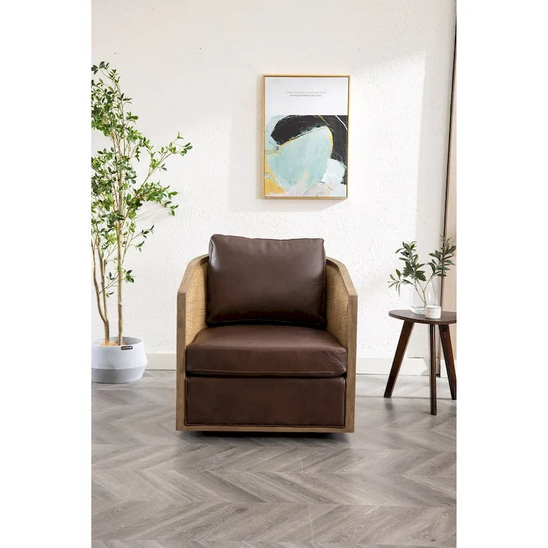Sillón giratorio individual, rotación de 360°, gris / marrón / beige / negro carbón / gris ostra