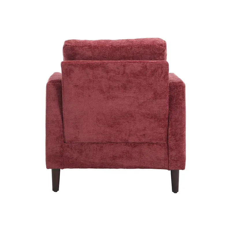 Sillón Decorativo de Chenilla, Asiento Individual, Estilo de Mediados de Siglo – Negro / Naranja Oscuro / Gris / Beige / Rojo Vino / Esmeralda