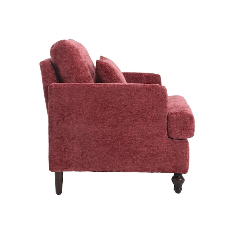 Sillón Decorativo de Chenilla, Asiento Individual, Estilo de Mediados de Siglo – Negro / Naranja Oscuro / Gris / Beige / Rojo Vino / Esmeralda