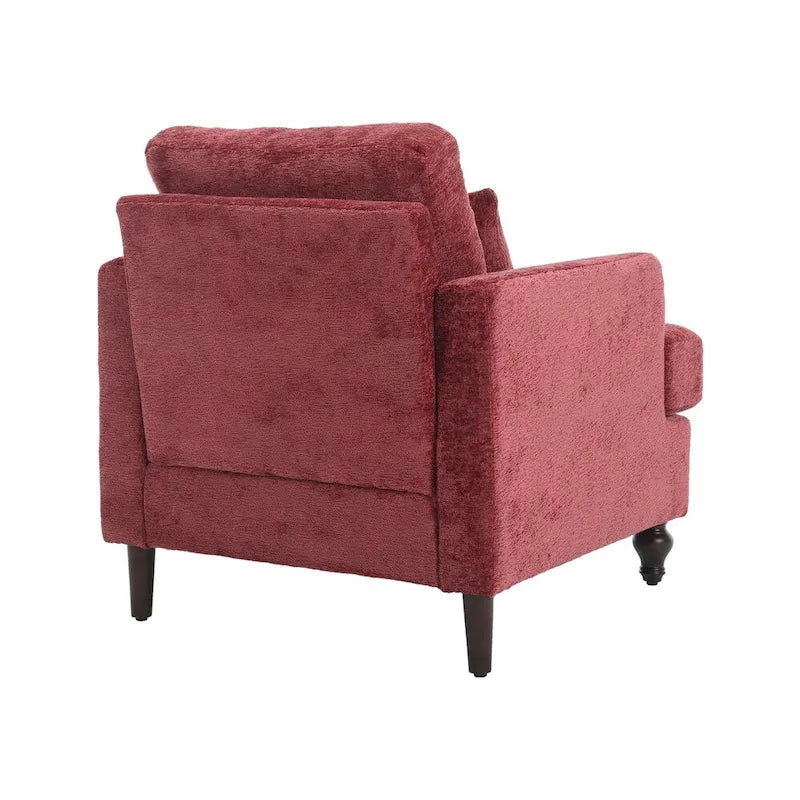 Sillón Decorativo de Chenilla, Asiento Individual, Estilo de Mediados de Siglo – Negro / Naranja Oscuro / Gris / Beige / Rojo Vino / Esmeralda