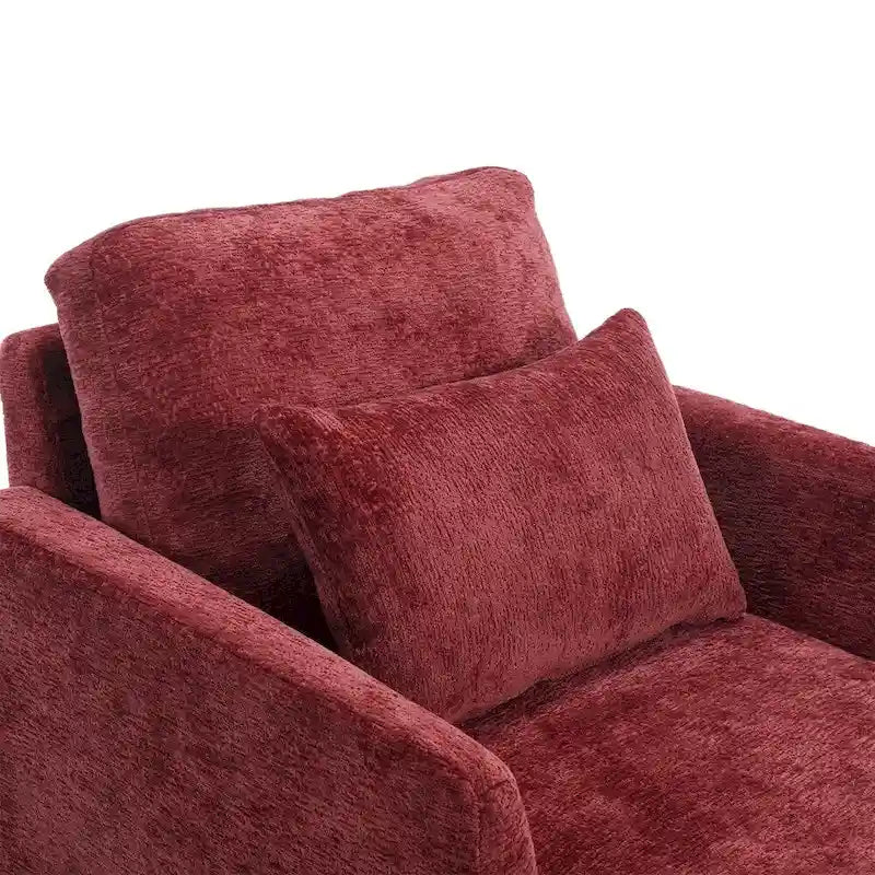 Sillón Decorativo de Chenilla, Asiento Individual, Estilo de Mediados de Siglo – Negro / Naranja Oscuro / Gris / Beige / Rojo Vino / Esmeralda