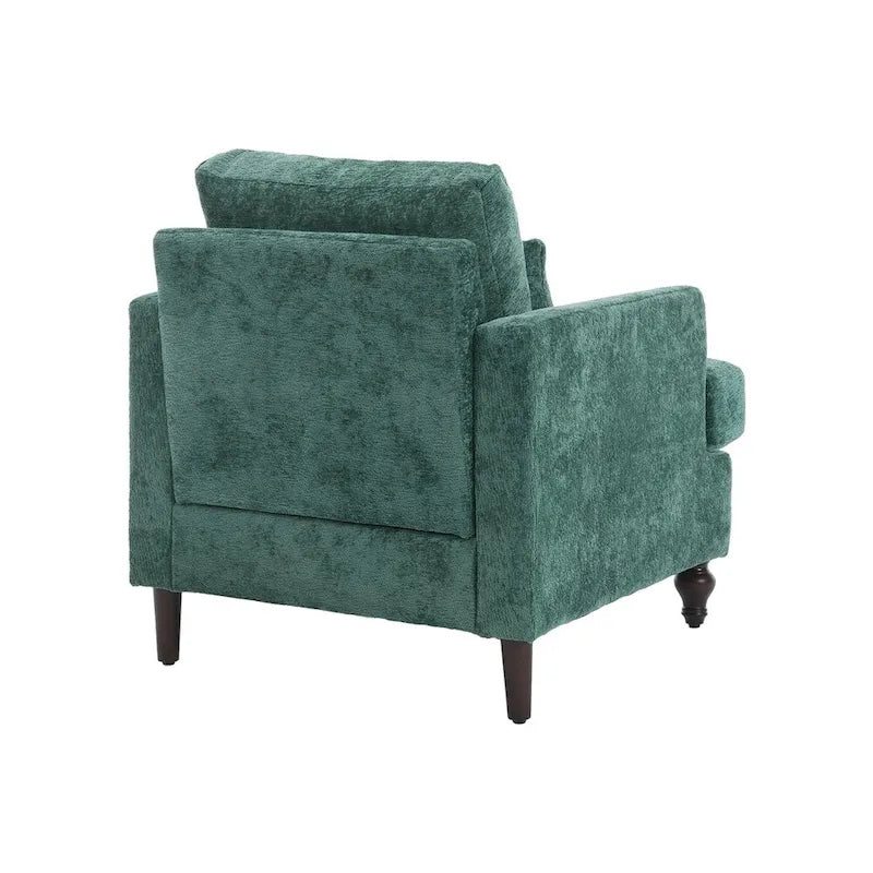 Sillón Decorativo de Chenilla, Asiento Individual, Estilo de Mediados de Siglo – Negro / Naranja Oscuro / Gris / Beige / Rojo Vino / Esmeralda