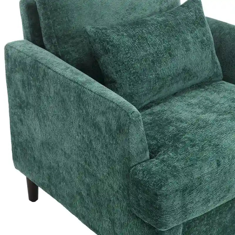 Sillón Decorativo de Chenilla, Asiento Individual, Estilo de Mediados de Siglo – Negro / Naranja Oscuro / Gris / Beige / Rojo Vino / Esmeralda
