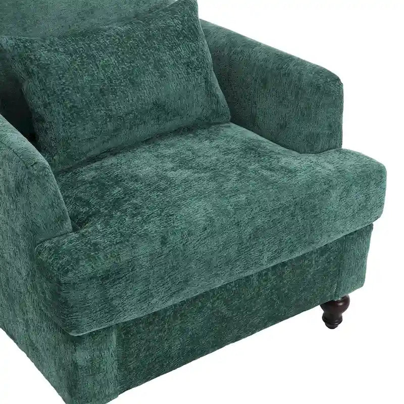 Sillón Decorativo de Chenilla, Asiento Individual, Estilo de Mediados de Siglo – Negro / Naranja Oscuro / Gris / Beige / Rojo Vino / Esmeralda
