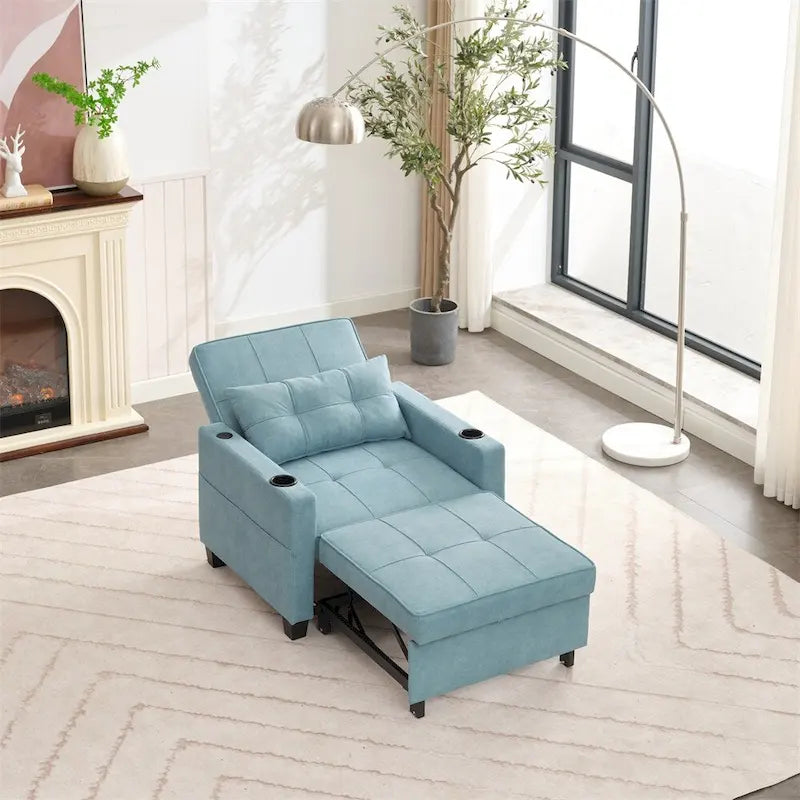 Sillón futón convertible 3 en 1 verde / gris oscuro / gris claro, individual
