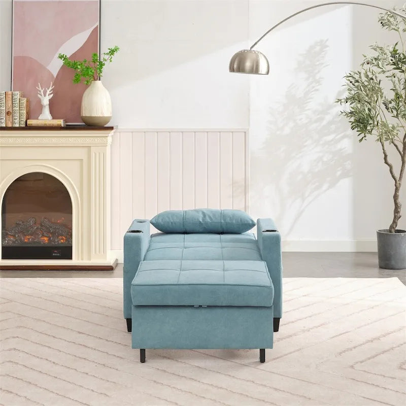 Sillón futón convertible 3 en 1 verde / gris oscuro / gris claro, individual