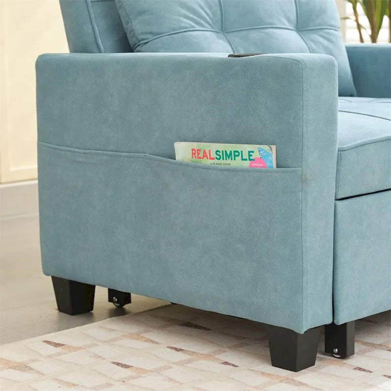 Sillón futón convertible 3 en 1 verde / gris oscuro / gris claro, individual