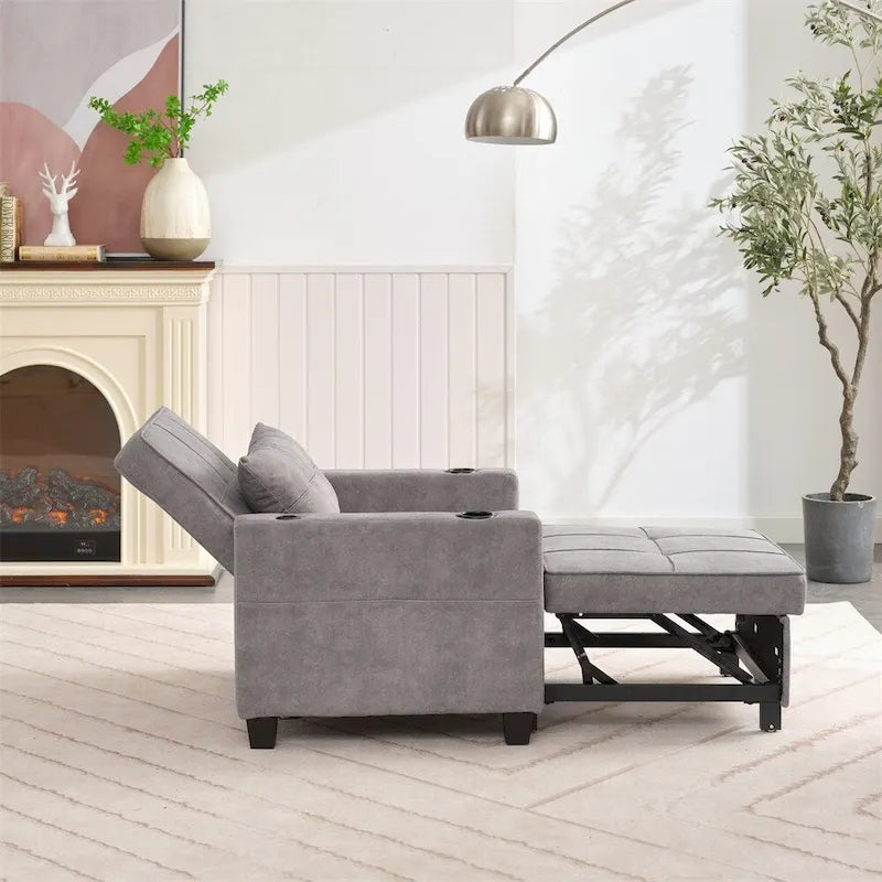 Sillón futón convertible 3 en 1 verde / gris oscuro / gris claro, individual
