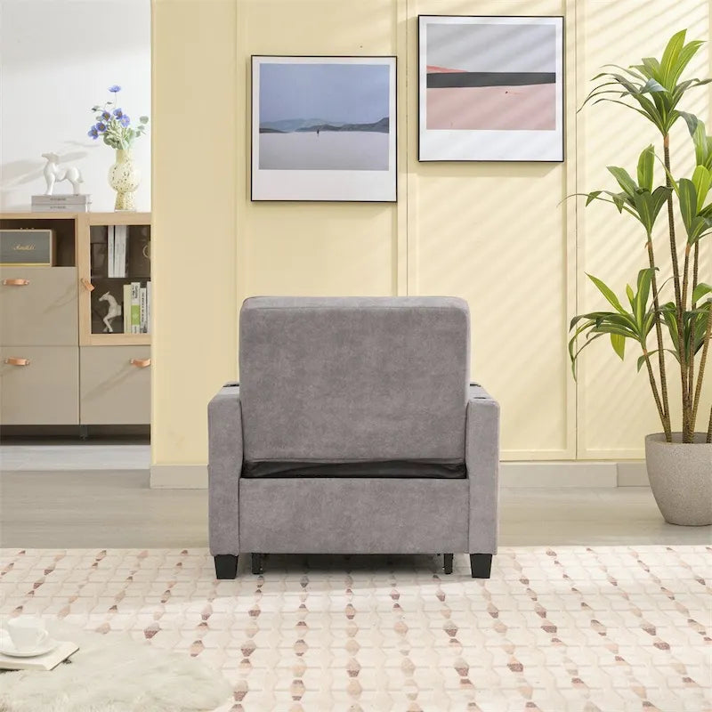 Sillón futón convertible 3 en 1 verde / gris oscuro / gris claro, individual