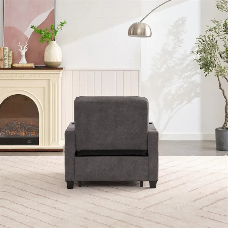 Sillón futón convertible 3 en 1 verde / gris oscuro / gris claro, individual