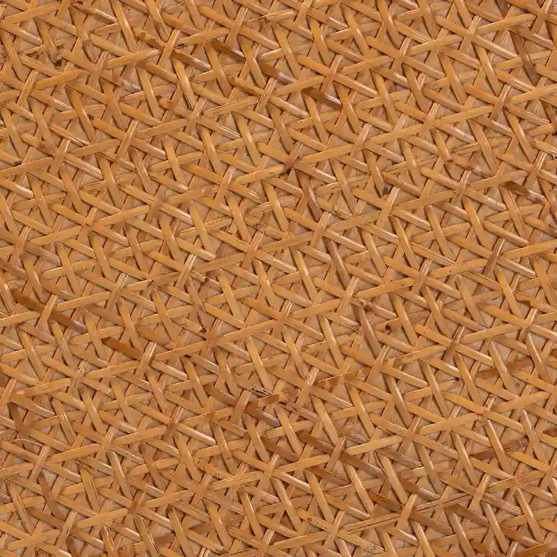 Mesa auxiliar redonda de ratán, color miel claro, estilo bohemio, para 1 persona