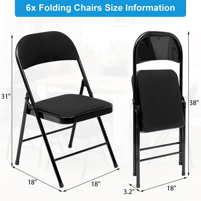 Silla plegable acolchada de tela gris, estructura metálica, juego de 4 o 6