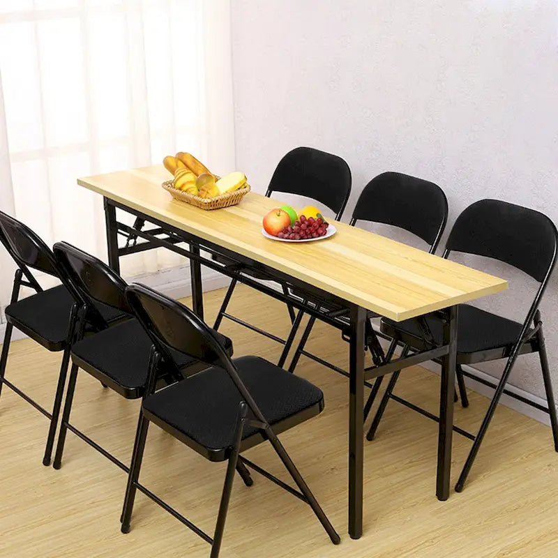 Silla plegable acolchada de tela gris, estructura metálica, juego de 4 o 6