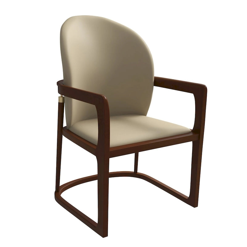 Silla de Comedor de Cuero Sintético (PU) en Topo Oscuro / Topo / Marrón / Crema, Asiento Individual