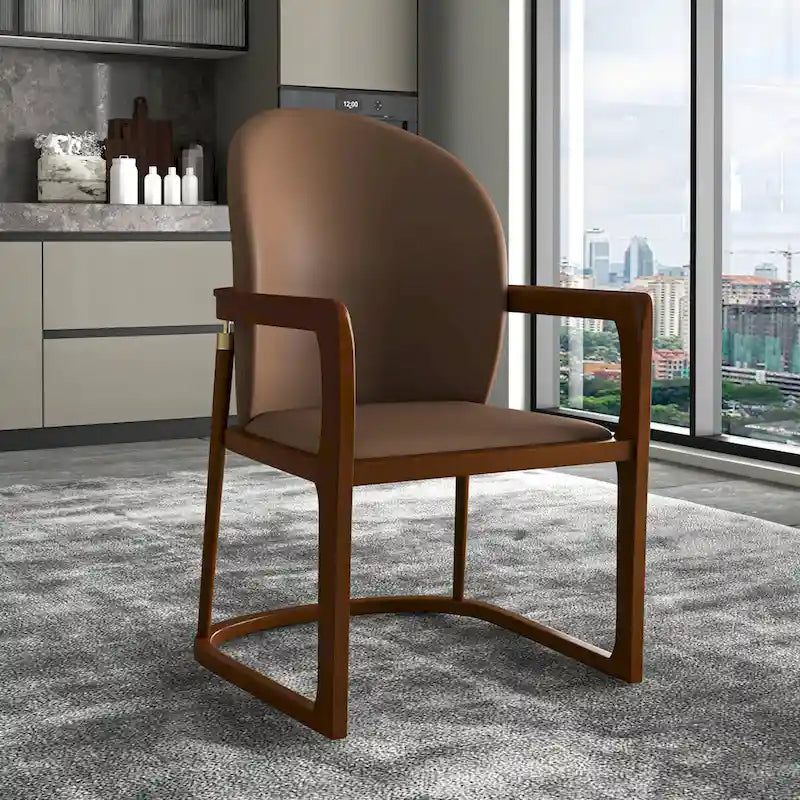Silla de Comedor de Cuero Sintético (PU) en Topo Oscuro / Topo / Marrón / Crema, Asiento Individual