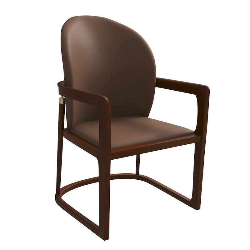Silla de Comedor de Cuero Sintético (PU) en Topo Oscuro / Topo / Marrón / Crema, Asiento Individual