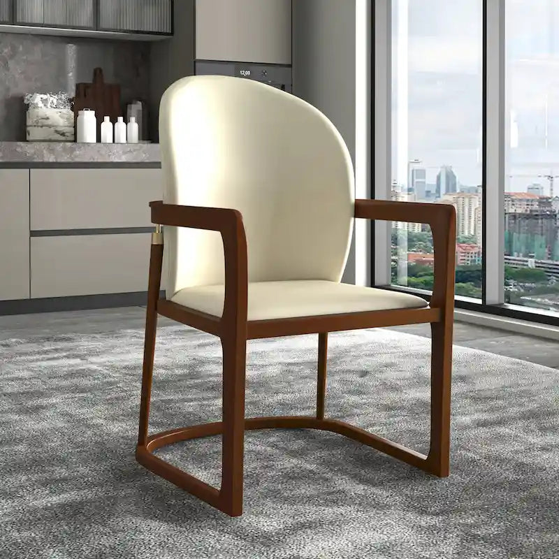 Silla de Comedor de Cuero Sintético (PU) en Topo Oscuro / Topo / Marrón / Crema, Asiento Individual