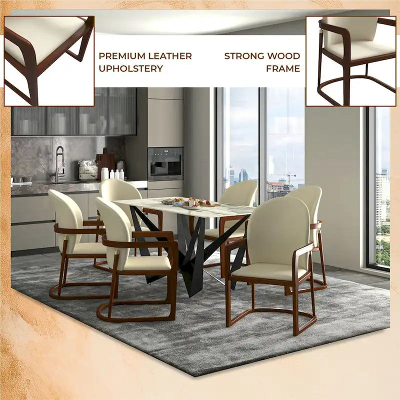 Silla de Comedor de Cuero Sintético (PU) en Topo Oscuro / Topo / Marrón / Crema, Asiento Individual