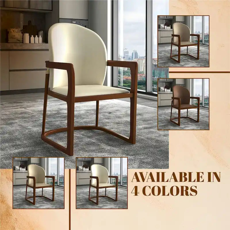 Silla de Comedor de Cuero Sintético (PU) en Topo Oscuro / Topo / Marrón / Crema, Asiento Individual