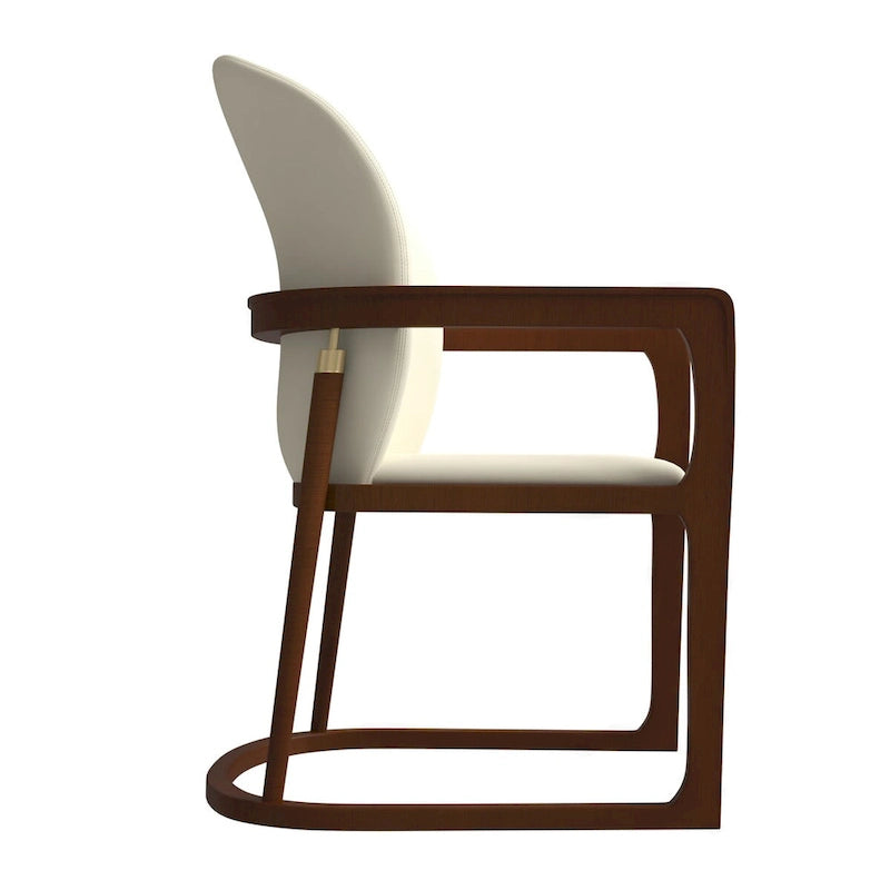 Silla de Comedor de Cuero Sintético (PU) en Topo Oscuro / Topo / Marrón / Crema, Asiento Individual