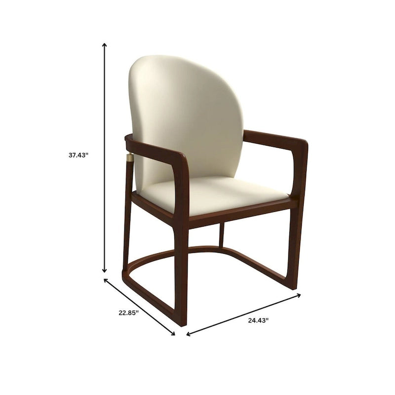 Silla de Comedor de Cuero Sintético (PU) en Topo Oscuro / Topo / Marrón / Crema, Asiento Individual