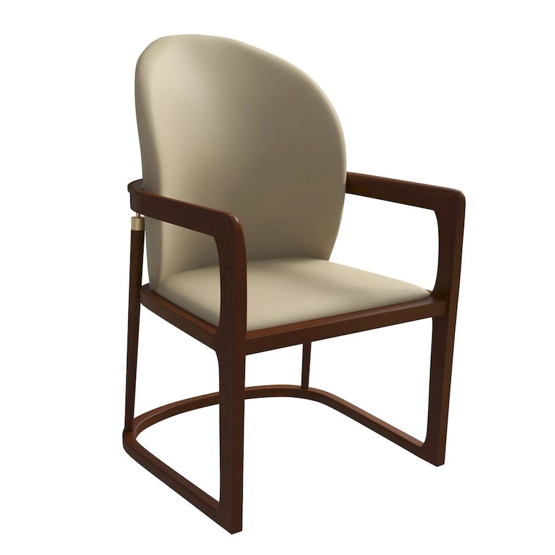 Silla de Comedor de Cuero Sintético (PU) en Topo Oscuro / Topo / Marrón / Crema, Asiento Individual