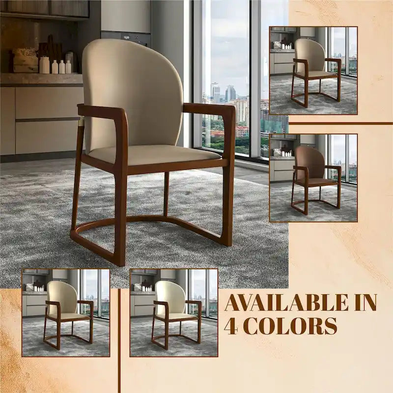 Silla de Comedor de Cuero Sintético (PU) en Topo Oscuro / Topo / Marrón / Crema, Asiento Individual