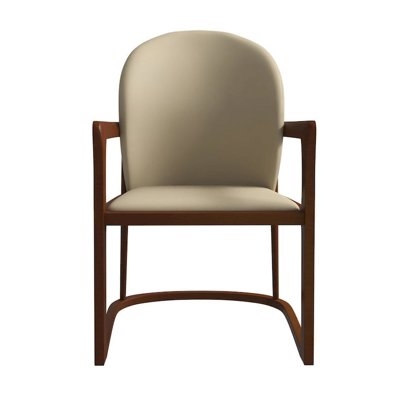 Silla de Comedor de Cuero Sintético (PU) en Topo Oscuro / Topo / Marrón / Crema, Asiento Individual