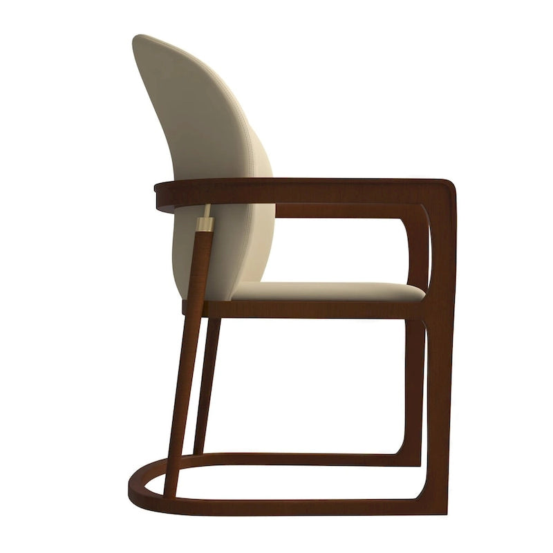 Silla de Comedor de Cuero Sintético (PU) en Topo Oscuro / Topo / Marrón / Crema, Asiento Individual