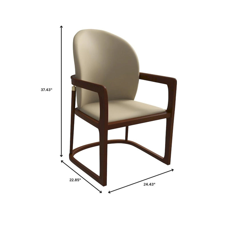 Silla de Comedor de Cuero Sintético (PU) en Topo Oscuro / Topo / Marrón / Crema, Asiento Individual