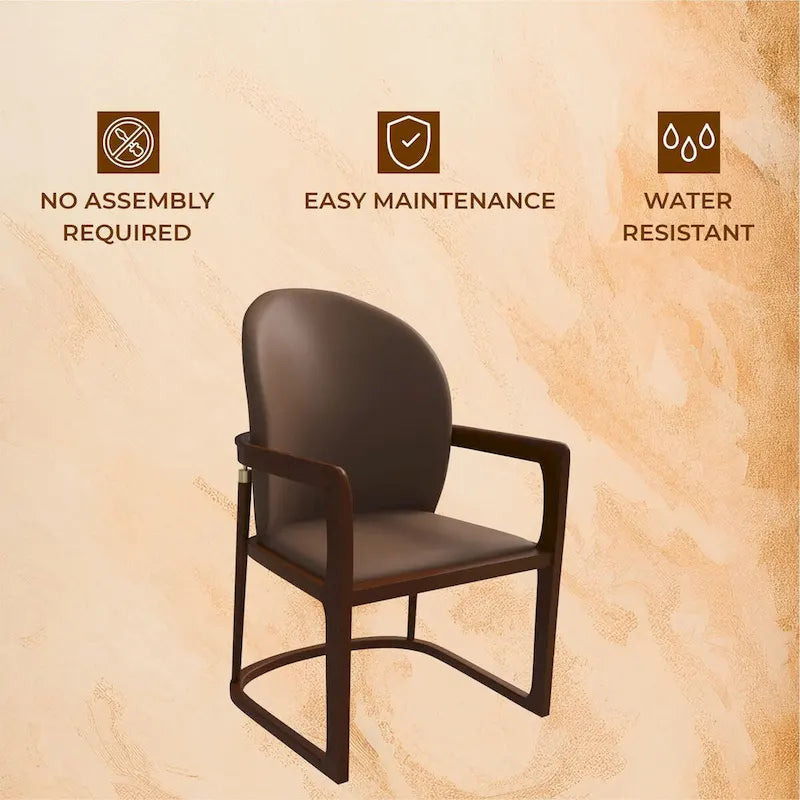 Silla de Comedor de Cuero Sintético (PU) en Topo Oscuro / Topo / Marrón / Crema, Asiento Individual