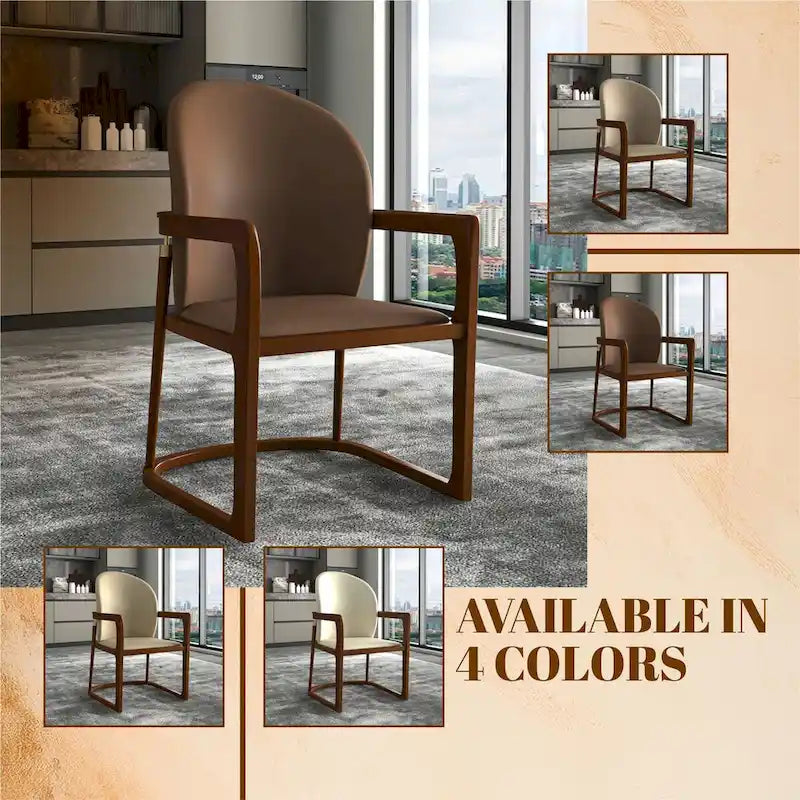 Silla de Comedor de Cuero Sintético (PU) en Topo Oscuro / Topo / Marrón / Crema, Asiento Individual