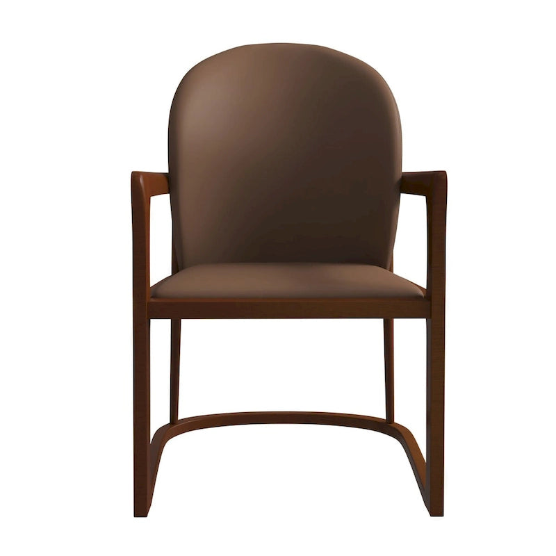 Silla de Comedor de Cuero Sintético (PU) en Topo Oscuro / Topo / Marrón / Crema, Asiento Individual
