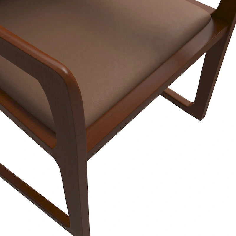 Silla de Comedor de Cuero Sintético (PU) en Topo Oscuro / Topo / Marrón / Crema, Asiento Individual