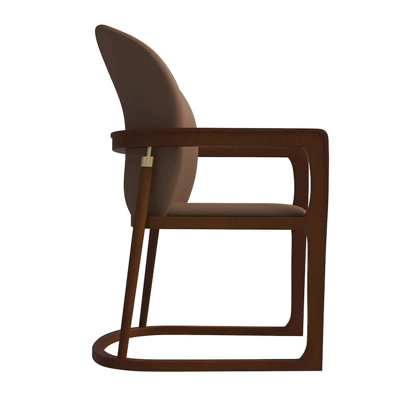 Silla de Comedor de Cuero Sintético (PU) en Topo Oscuro / Topo / Marrón / Crema, Asiento Individual