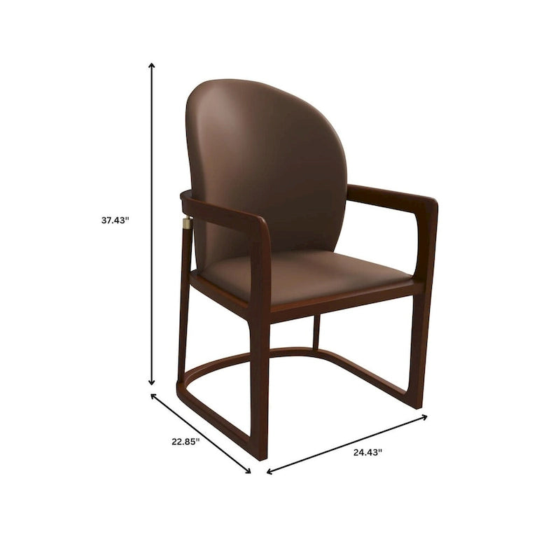 Silla de Comedor de Cuero Sintético (PU) en Topo Oscuro / Topo / Marrón / Crema, Asiento Individual