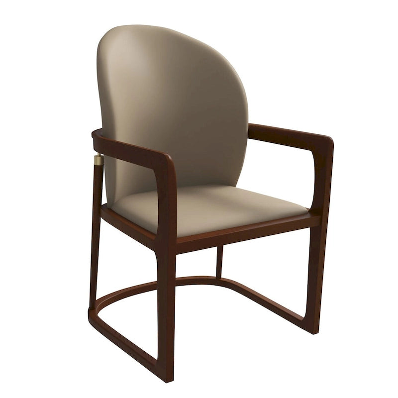 Silla de Comedor de Cuero Sintético (PU) en Topo Oscuro / Topo / Marrón / Crema, Asiento Individual