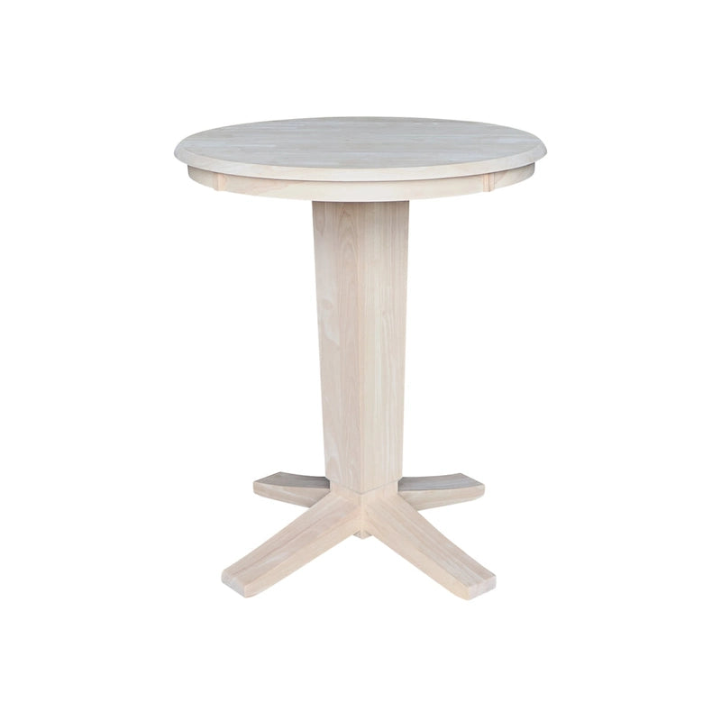 Juego de comedor para 2 personas con mesa a la altura de la encimera – Madera maciza, tablero redondo de 76 cm