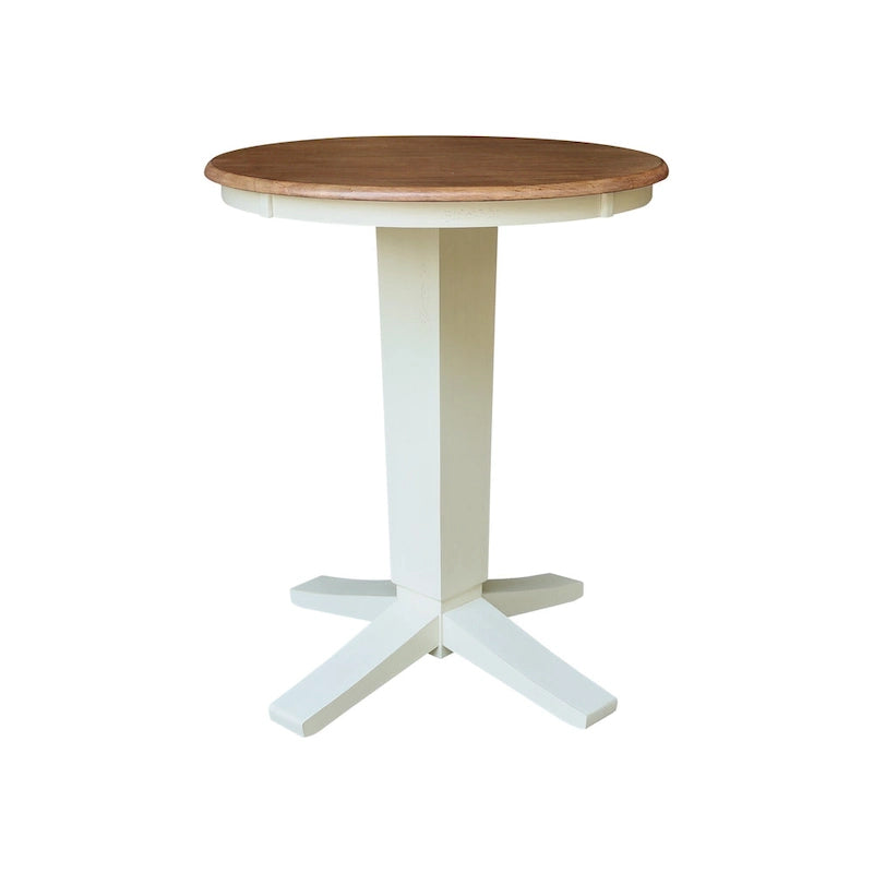 Juego de comedor para 2 personas con mesa a la altura de la encimera – Madera maciza, tablero redondo de 76 cm