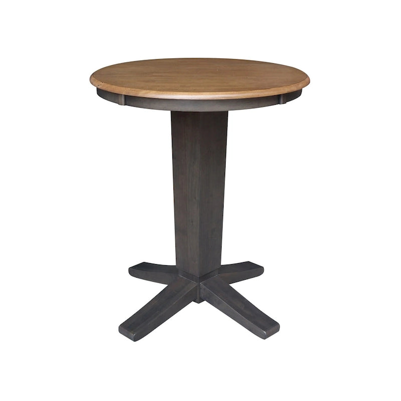 Juego de comedor para 2 personas con mesa a la altura de la encimera – Madera maciza, tablero redondo de 76 cm