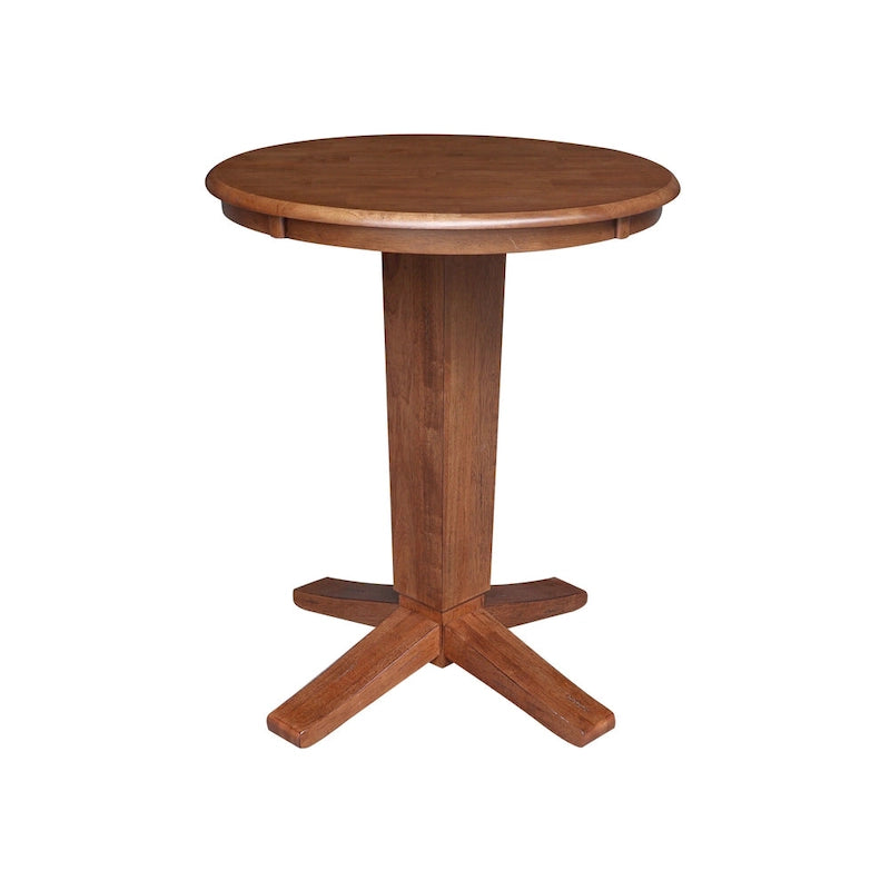 Juego de comedor para 2 personas con mesa a la altura de la encimera – Madera maciza, tablero redondo de 76 cm