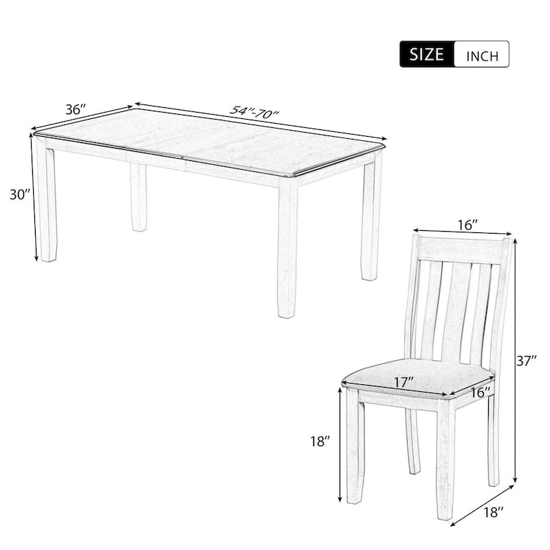 Juego de mesa de comedor extensible marrón/blanco y marrón antiguo/blanco+gris, con capacidad para 8 personas, 7 piezas