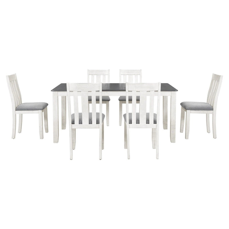 Juego de mesa de comedor extensible marrón/blanco y marrón antiguo/blanco+gris, con capacidad para 8 personas, 7 piezas