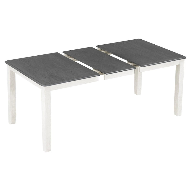 Juego de mesa de comedor extensible marrón/blanco y marrón antiguo/blanco+gris, con capacidad para 8 personas, 7 piezas