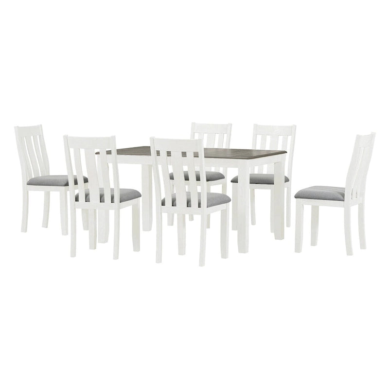 Juego de mesa de comedor extensible marrón/blanco y marrón antiguo/blanco+gris, con capacidad para 8 personas, 7 piezas