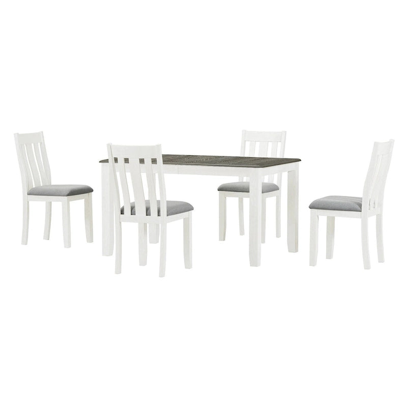 Juego de mesa de comedor extensible marrón/blanco y marrón antiguo/blanco+gris, con capacidad para 8 personas, 7 piezas