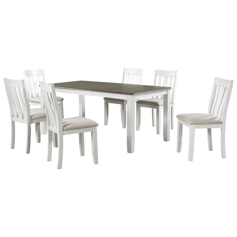 Juego de mesa de comedor extensible marrón/blanco y marrón antiguo/blanco+gris, con capacidad para 8 personas, 7 piezas