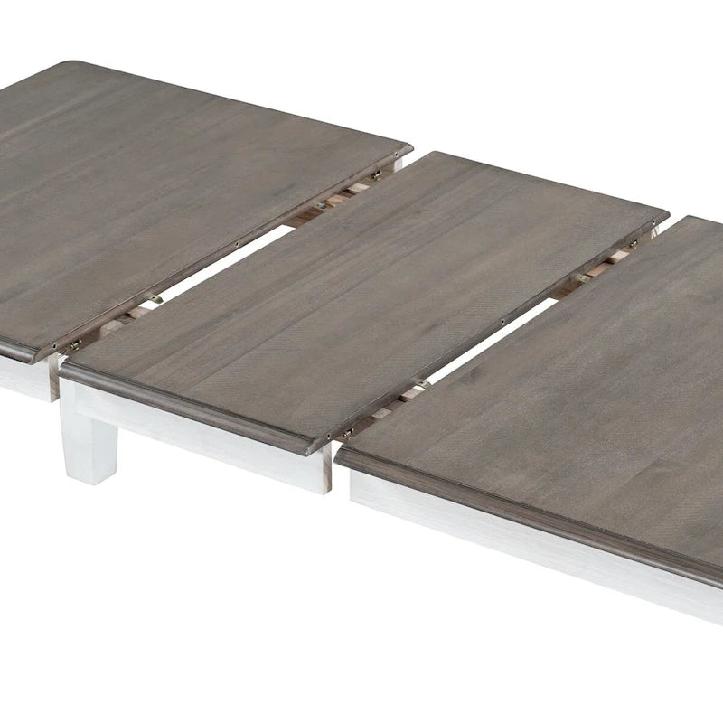 Juego de mesa de comedor extensible marrón/blanco y marrón antiguo/blanco+gris, con capacidad para 8 personas, 7 piezas